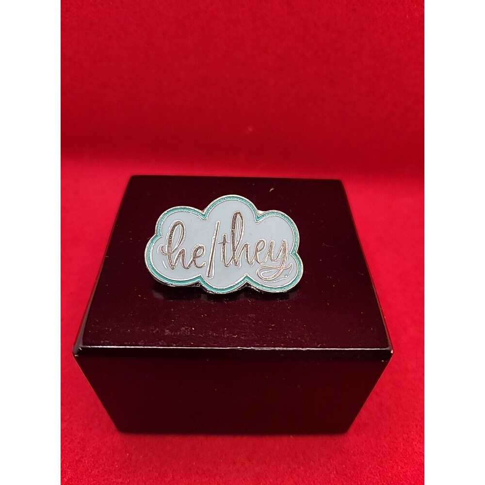 HE / THEY Pronouns Button Pin Brooch Prefered Pronoun Preference Button